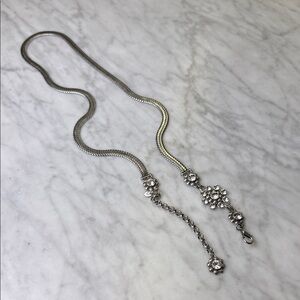 BRIGHTON Silver Toned Rhinestone Embellished Chain Belt Size M